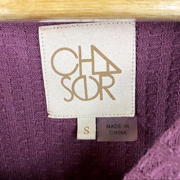 Chaser Purple Pink Waffle Knit Cuffed Thermal Top S Minimalist - Picture 3 of 5